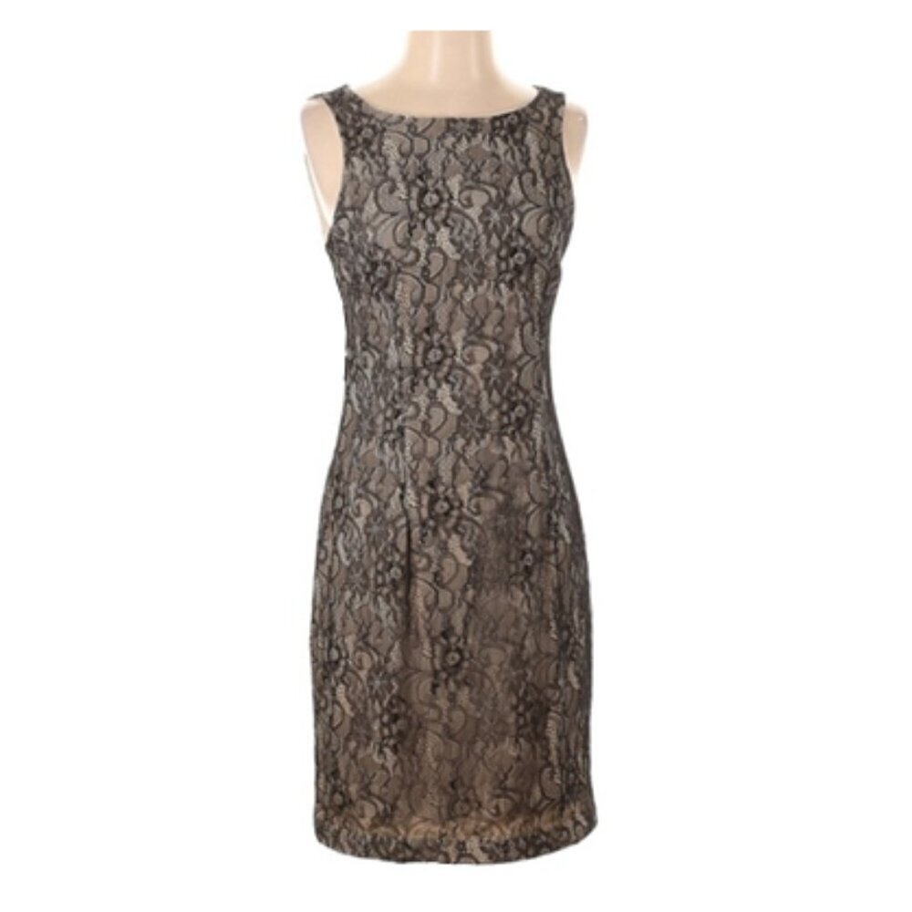 🆕 KAREN ZAMBOS cocktail Elegant Black Lace Dress Size L